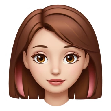 girl with fair skin, brown hair with a few rose gold highlights, and brown eyes, winking sticker
