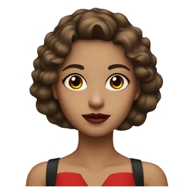 Girl with brown hair and black eyes with red lipstick and eyeliner sticker