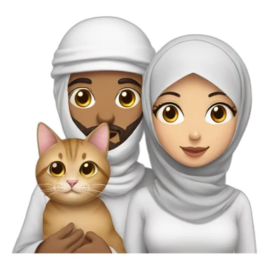 Arabic man and hijab girl with a cat sticker