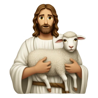 Jesus white face carrying a lamb sticker