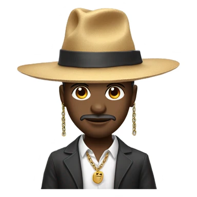 Guy with a strange hat, smart shirt and a chain and painted nails sticker