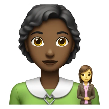 Girl  with collar on throat and a woman holding lt  sticker