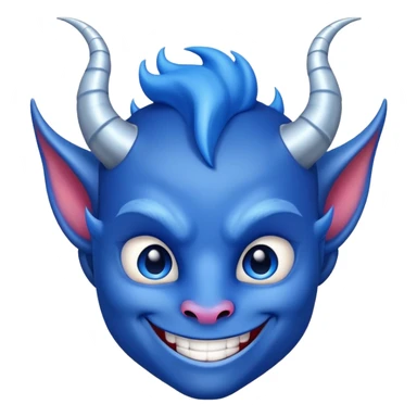 cute smiling blue devil with horns and a friendly face sticker