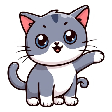 cute playful cat with big eyes sticker