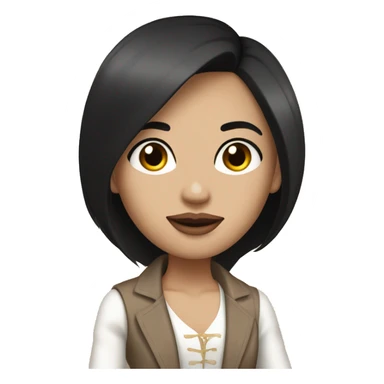 A girl with long black straight hair white skin lip filler brown eyes in a rich people outfit  sticker