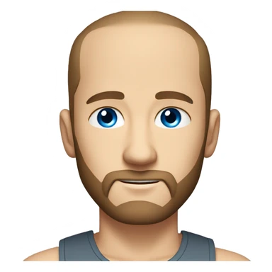 Blue eyed white man with receding hairline and a beard, brownn hair, wearing a tanktop sticker