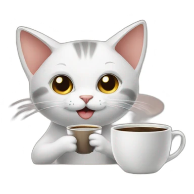 a cat making coffee sticker