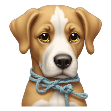 dog tied up by rop sticker