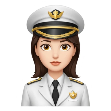 brunette woman captain white suit sticker