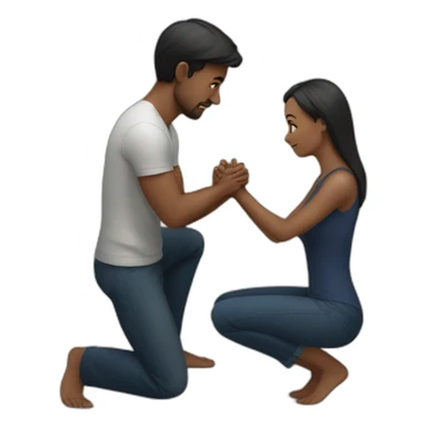 Woman on knees facing man sticker