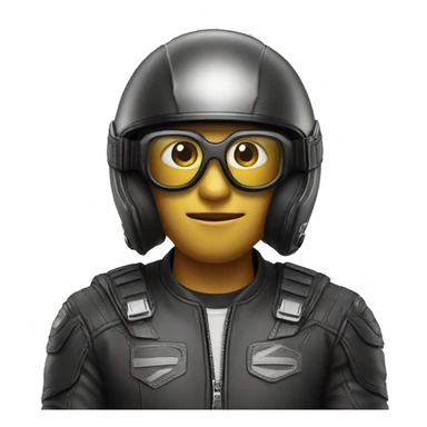 Emoji wearing eyeglasses and cool motorcycle helmet sticker