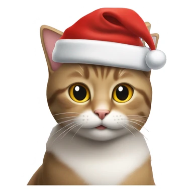 Cat with Santa hat on and Christmas tree lights around neck sticker