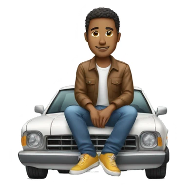man sitting on top of car sticker