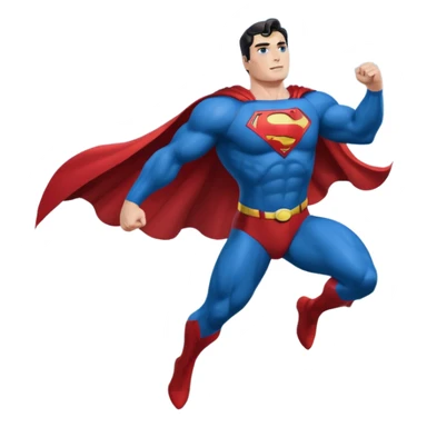 Superman in the sky with clouds and landscape below sticker