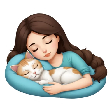 brunette girl sleeping with a persian cat sticker
