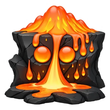 A lava flow spilling slowly over blackened rocks. sticker