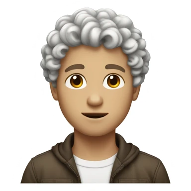 White boy with curly brown hair sticker