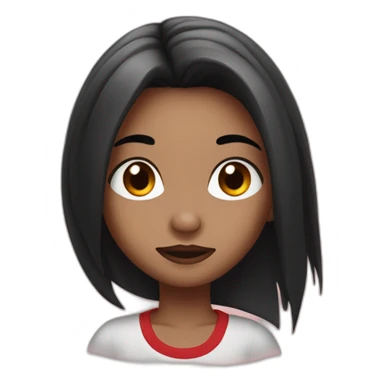 girl with black and red long hair, with nose piercing and an eyebrow cut sticker