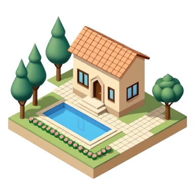 little city and many, small, ordinary, simple, home, Iranian-style, 1980, isometric sticker