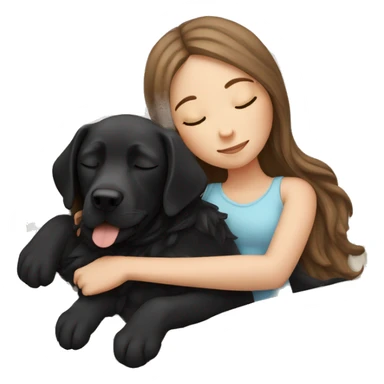 White girl brown long hair sleeping with a black Labrador  sticker