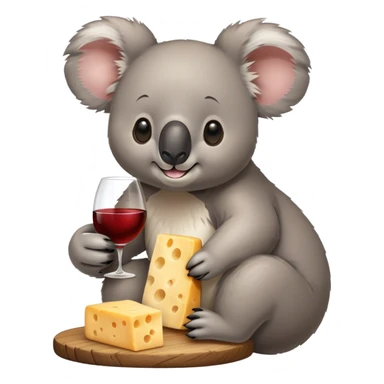 Koala eating cheese and drinking wine sticker