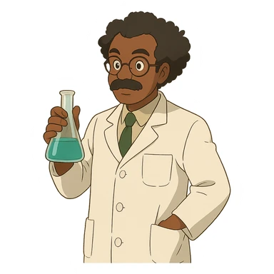 ghibli style black scientist sticker