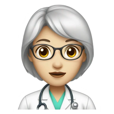 Big-eyed Chinese female doctor in white coat sticker