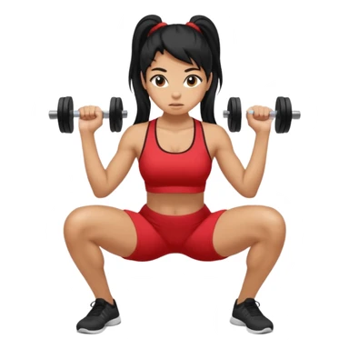 Women with long black ponytail doing a squat with no weights sticker