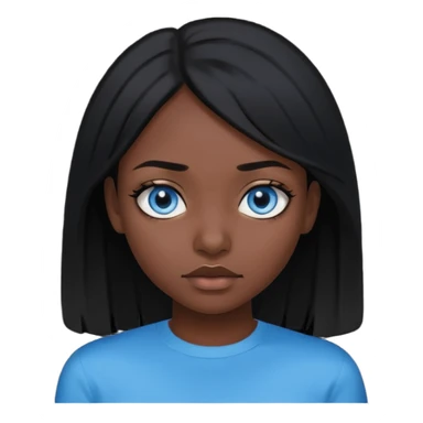 dark femine black haired girl with blue eyes and black top, very cold look sticker