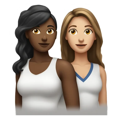 équipe de deux femmes avec une bune aux cheveux longs et une femme noire de  peau sticker