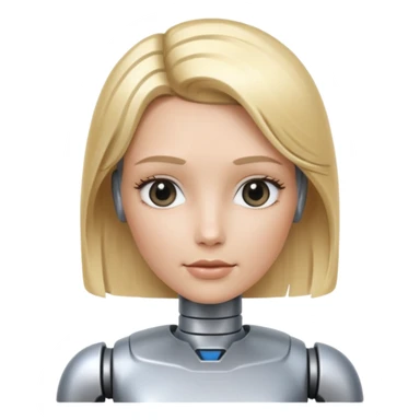 female robot with blond hair more metalic face sticker