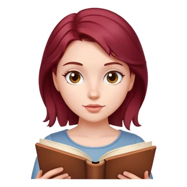 A beautiful, burgundy haired girl reading a book sticker
