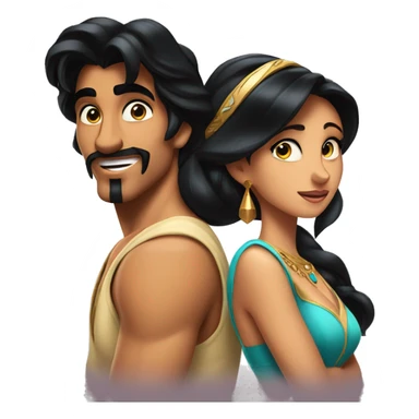 Aladdin, Jasmine and the genio  sticker