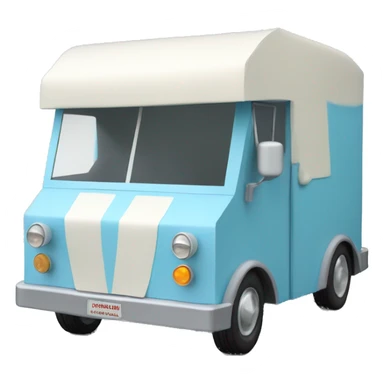 papercraft, pearl-blue ice-cream step van sticker
