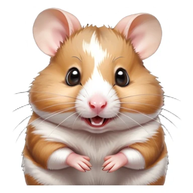 Cinematic Comical Brown and White Banded Hamster Portrait Emoji, Head tilted dramatically with an exaggeratedly amused expression, featuring a striking fur with bold brown and white banded patterns, wide, expressive dark eyes filled with playful disbelief, Simplified yet hilariously expressive features, highly detailed, glowing with a slightly sassy glow, high shine, dramatic yet playful, stylized with an air of cheeky mischief, bright and endearing, soft glowing outline, capturing the essence of a spirited and over-the-top hamster, so meme-worthy it feels like it could side-eye its way into internet fame instantly! sticker