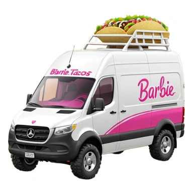 Barbie’s hot tacos Extended length Sprinter 4500 van high roof off road rally delivery truck capable of rock and desert racing  sticker