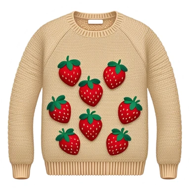 beige crocheted sweater embroidered with strawberries sticker