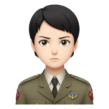 short black neat hair, sharp dark gray eyes, pale skin, serious expression, upright posture, minimal accessories, sharp and precise style. Levi Ackerman  sticker