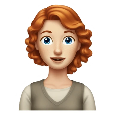 Redhead lady in 30s with freckles at home with blue eyes sticker