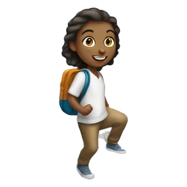 a white-skin student making a step downstairs sticker