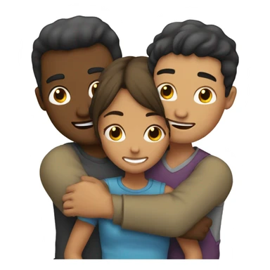 a man in the middle hugging a guy on the right and a girl on the left  sticker