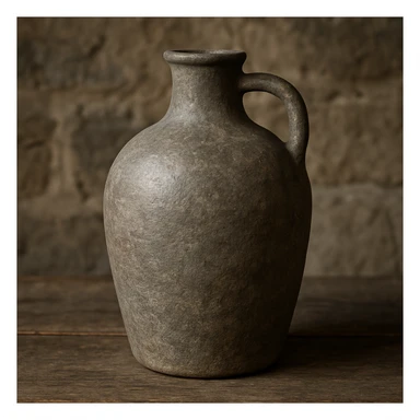 a rustic stone jar for wine, simple shape, subtle highlights, no label sticker