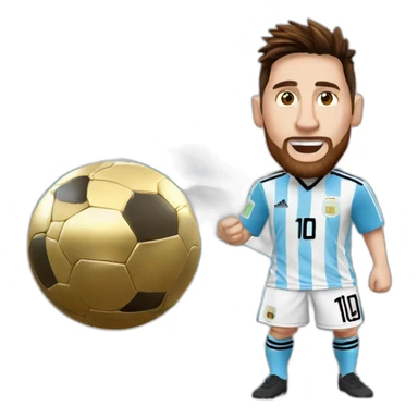 messi levantando la copa del mundo con la camiseta de argentina y la medalla sticker