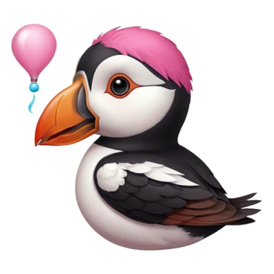 pink puffin blowing hot air from beak sticker