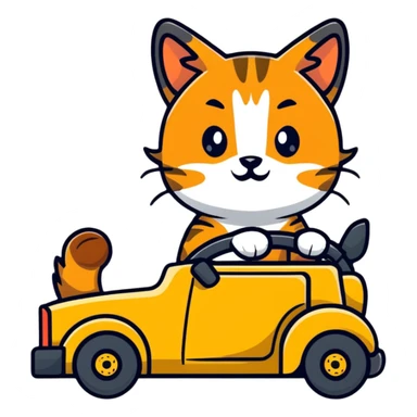 Bobcat kitten driving to work sticker