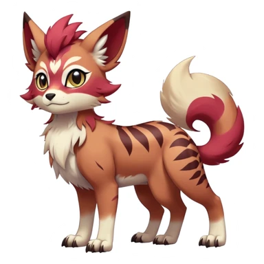 Male edgy cute cool exotic anime-styled Falvie-Fionbri-fantasy-creature-fursona-Fakémon-Pokémon, full body, with markings sticker