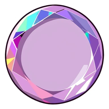 Round cut kunzite gemstone with holographic rainbow reflections, pink-purple crystal gem with brilliant facets sticker