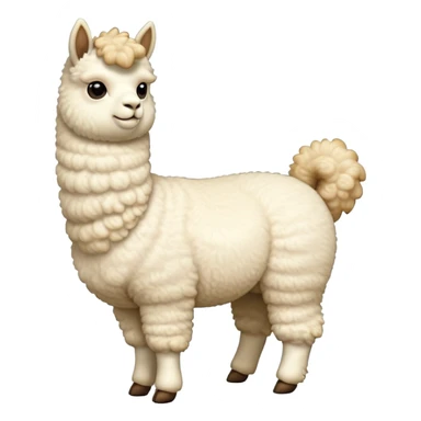 cinematic-[cream alpaca]-realistic-full-body-standing-emoji,-tail-flicking-lazily,-head-tilted-dramatically,-curly-[cream]-fur,-simplified-yet-realistic-focused-features,-highly-detailed,-glowing-with-an-almost-sarcastic-glow sticker