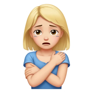 Crying girl with arms crossed around neck sticker