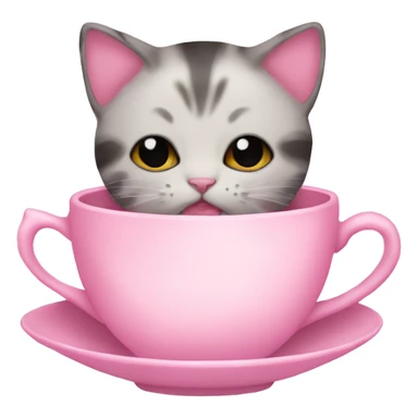 Kitty inside a teacup pink aesthetic sticker